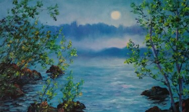 Painting titled "утренний туман" by Irina Tolstikova, Original Artwork, Oil Mounted on Wood Stretcher frame