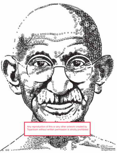 Arts numériques intitulée "TomArtCom’s Gandhi" par Tom Chavez, Œuvre d'art originale