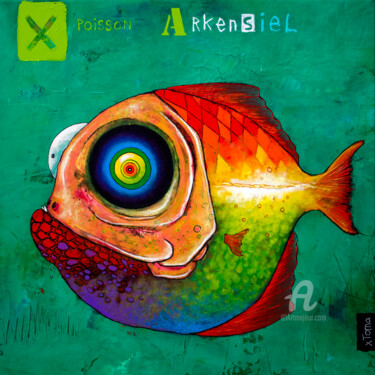 Peinture intitulée "Poisson Arkensiel" par Toma, Œuvre d'art originale, Acrylique