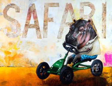 Painting titled "Safari" by Toma, Original Artwork, Acrylic Mounted on Wood Stretcher frame