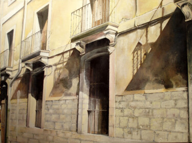 Malerei mit dem Titel "Fachada convento en…" von Tomás Castaño, Original-Kunstwerk, Öl