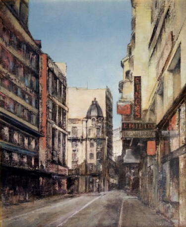 Pittura intitolato "Calle independencia…" da Tomás Castaño, Opera d'arte originale, Olio