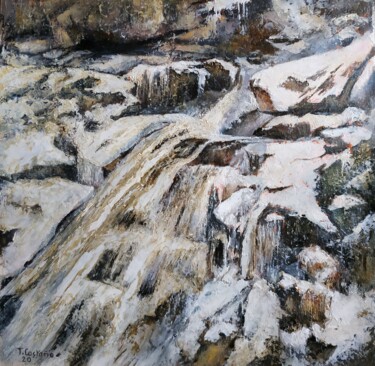 Peinture intitulée "Cascada con nieve" par Tomás Castaño, Œuvre d'art originale, Huile