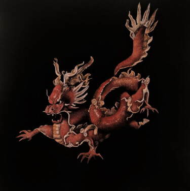 Pintura intitulada "Dragón chino" por Tomás Castaño, Obras de arte originais, Óleo