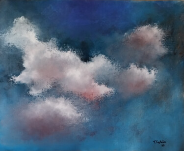 Painting titled "Cielos-4" by Tomás Castaño, Original Artwork, Oil Mounted on Other rigid panel