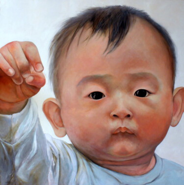 Painting titled "Taiwanese Baby" by Tomás Castaño, Original Artwork, Oil