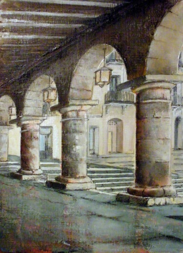 Pintura titulada "Arcos del ayuntamie…" por Tomás Castaño, Obra de arte original, Oleo