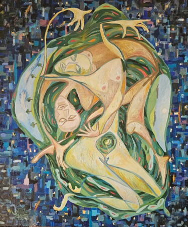 Peinture intitulée "Танец любви" par Tomas Ožinskas, Œuvre d'art originale, Huile