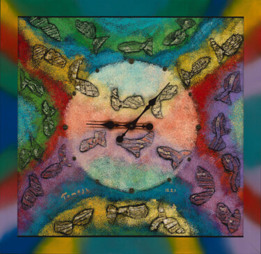 Картина под названием "Shoals of fish (sec…" - Tomasz, Подлинное произведение искусства, Масло