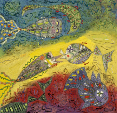 Pintura intitulada "Fish: flirting, lov…" por Tomasz, Obras de arte originais, Óleo