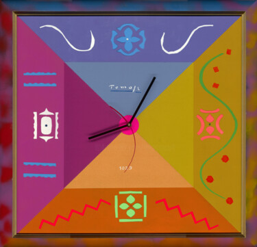 Malerei mit dem Titel "Friendly clock" von Tomasz, Original-Kunstwerk, Acryl