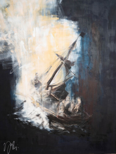 Pittura intitolato "The Storm on the Se…" da Tomoya Nakano, Opera d'arte originale, Olio Montato su Telaio per barella in le…