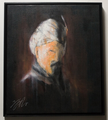 Painting titled "Bust of an old man…" by Tomoya Nakano, Original Artwork, Oil Mounted on Wood Stretcher frame