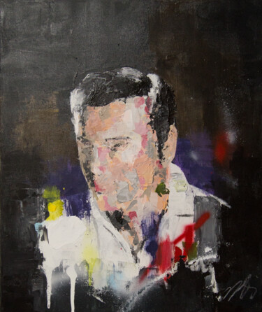 Painting titled "Portrait work untit…" by Tomoya Nakano, Original Artwork, Spray paint Mounted on Wood Stretcher frame