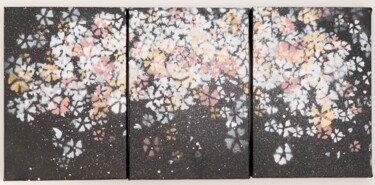 Painting titled "sakura" by Tomoya Nakano, Original Artwork, Spray paint Mounted on Wood Stretcher frame
