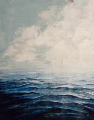 Painting titled "Title.      "Sea sc…" by Tomoya Nakano, Original Artwork, Oil Mounted on Wood Panel