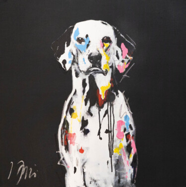 Schilderij getiteld "Title Dalmatian" door Tomoya Nakano, Origineel Kunstwerk, Acryl Gemonteerd op Frame voor houten brancard