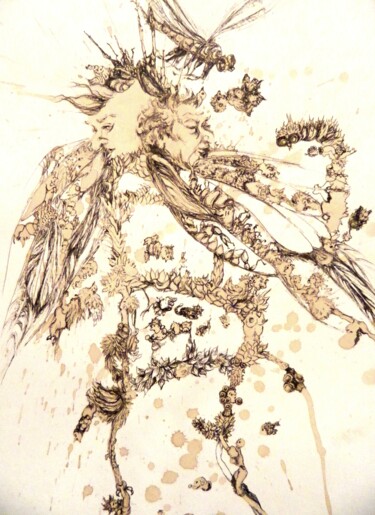 제목이 "Flügelwesen"인 그림 Elke Hensel로, 원작, 잉크