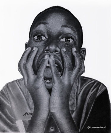 Desenho intitulada "Fear of the Unknown" por Toneroartwork Anthony Edem, Obras de arte originais, Carvão