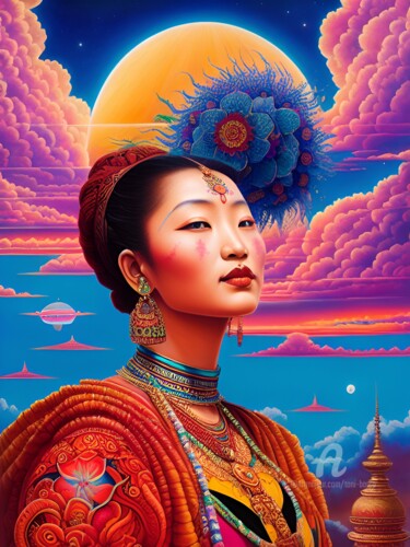 Artes digitais intitulada "Tibetan Starseed" por Toni Barca, Obras de arte originais, Imagem gerada por IA