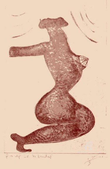 Disegno intitolato "Pin Up de Willendorf" da Toni Barca, Opera d'arte originale