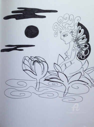 Disegno intitolato "LA FEE" da Toni Barca, Opera d'arte originale