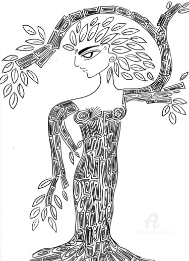 Рисунок под названием "DECO TREE" - Toni Barca, Подлинное произведение искусства