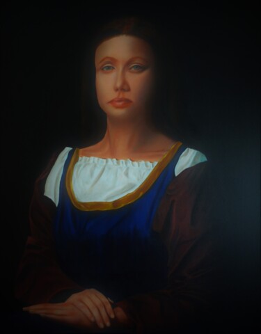 Painting titled "mona" by Antonio Brusadelli, Original Artwork, Oil Mounted on Aluminium