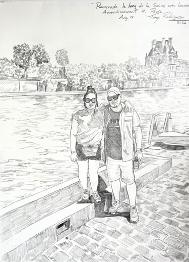 Dibujo titulada "Drawings from Paris…" por Tony Rodriguez(Juan Antonio Rodriguez Ol, Obra de arte original, Grafito
