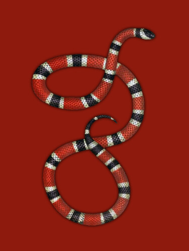 Malerei mit dem Titel "Red Snake" von Tony Rubino, Original-Kunstwerk, Acryl