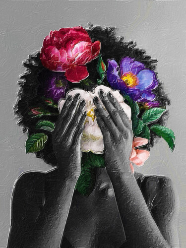 绘画 标题为“Woman With Flowers…” 由Tony Rubino, 原创艺术品, 丙烯