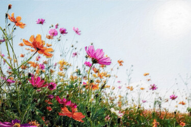 Pintura titulada "Flowers In Field Fl…" por Tony Rubino, Obra de arte original, Acrílico Montado en Bastidor de camilla de m…
