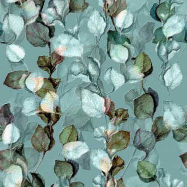 Pintura titulada "Green Leaves Blue V…" por Tony Rubino, Obra de arte original, Acrílico Montado en Bastidor de camilla de m…