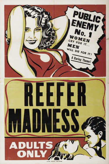Malarstwo zatytułowany „Reefer Madness Post…” autorstwa Tony Rubino, Oryginalna praca, Akryl Zamontowany na Drewniana rama n…