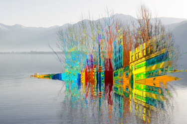 Pintura intitulada "Juxtaposition City…" por Tony Rubino, Obras de arte originais, Acrílico Montado em Armação em madeira