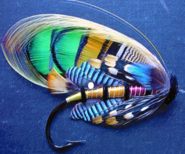 "Fly Fishing Lure Pa…" başlıklı Tablo Tony Rubino tarafından, Orijinal sanat, Akrilik Ahşap Sedye çerçevesi üzerine monte ed…