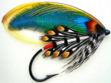 "Fly Fishing Lure Pa…" başlıklı Tablo Tony Rubino tarafından, Orijinal sanat, Akrilik Ahşap Sedye çerçevesi üzerine monte ed…