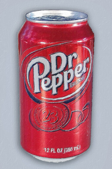 Painting titled "Dr. Pepper Can Ode…" by Tony Rubino, Original Artwork, Acrylic Mounted on Wood Stretcher frame