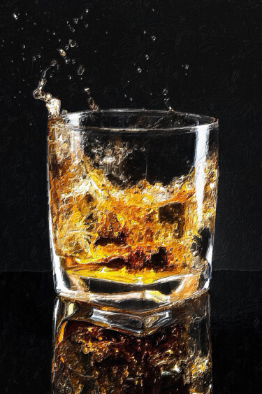 제목이 "Splash Whiskey Scot…"인 미술작품 Tony Rubino로, 원작, 아크릴 나무 들것 프레임에 장착됨