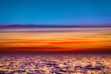 Painting titled "Beach Sunset Ocean…" by Tony Rubino, Original Artwork, Acrylic Mounted on Wood Stretcher frame