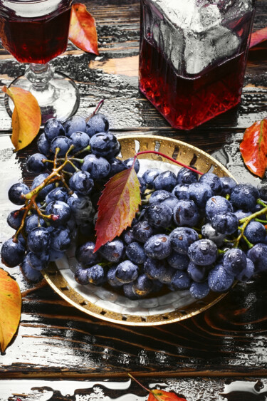 Ζωγραφική με τίτλο "Grapes Chef Kitchen…" από Tony Rubino, Αυθεντικά έργα τέχνης, Ακρυλικό Τοποθετήθηκε στο Ξύλινο φορείο σκ…