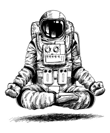 Pintura intitulada "Astronaut in spaces…" por Tony Rubino, Obras de arte originais, Acrílico Montado em Armação em madeira
