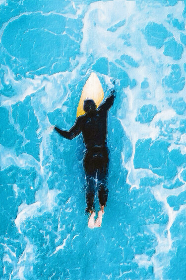 제목이 "Surfer Wave Ocean B…"인 미술작품 Tony Rubino로, 원작, 아크릴 나무 들것 프레임에 장착됨