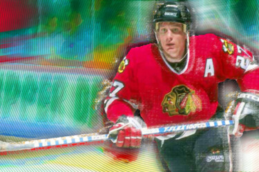 Painting titled "Jeremy Roenick Chic…" by Tony Rubino, Original Artwork, Acrylic Mounted on Wood Stretcher frame