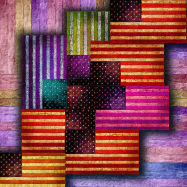 Pintura titulada "American Flags" por Tony Rubino, Obra de arte original, Acrílico Montado en Bastidor de camilla de madera