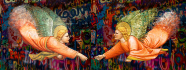 Картина под названием "Reaching Angels In…" - Tony Rubino, Подлинное произведение искусства, Акрил Установлен на Деревянная…