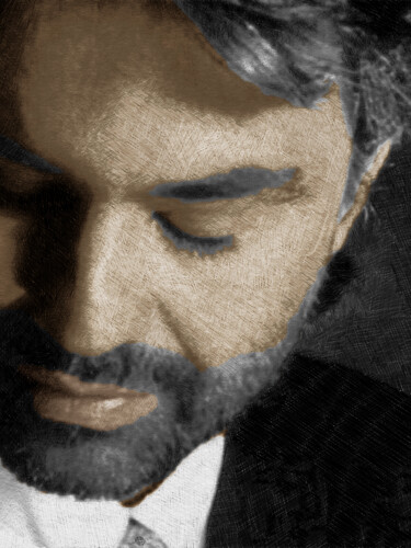 Painting titled "Andrea Bocelli And…" by Tony Rubino, Original Artwork, Acrylic Mounted on Wood Stretcher frame