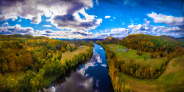 "River Mountains Sun…" başlıklı Tablo Tony Rubino tarafından, Orijinal sanat, Akrilik Ahşap Sedye çerçevesi üzerine monte ed…