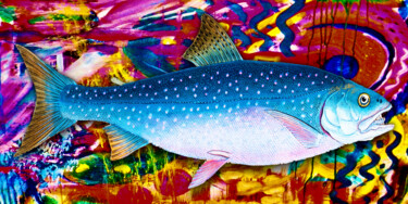Картина под названием "Graffiti Fish Fishi…" - Tony Rubino, Подлинное произведение искусства, Акрил Установлен на Деревянная…