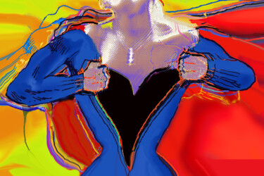 Painting titled "Superwoman" by Tony Rubino, Original Artwork, Acrylic Mounted on Wood Stretcher frame